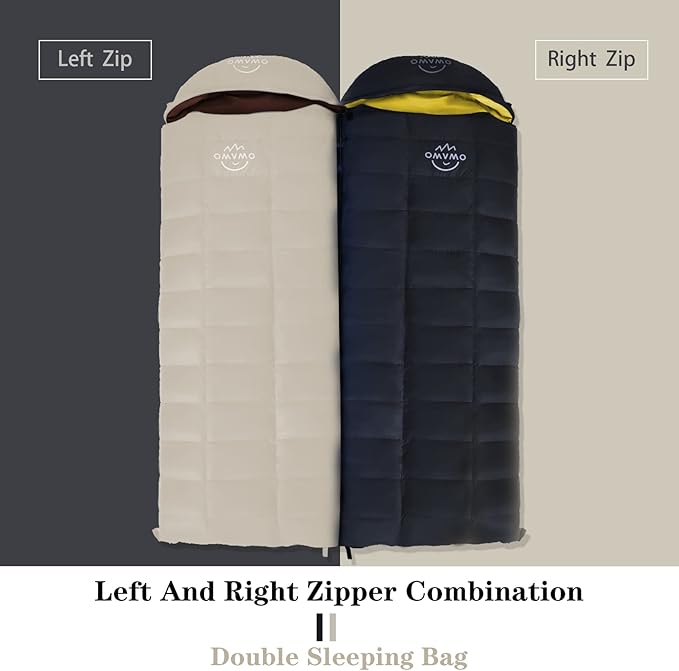 0 20 Degrees F Down Sleeping Bag for Adults4 Season Cold Weather Rectangle Wearable Down Sleeping Bag for Camping HikingCan be Used as Blanket Quilt or Cloakwith Mesh Sack Buckle Strap