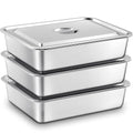 3 Pcs Stainless Steel Bus Tubs with Lid 13 L Commercial Tote Box 4 Deep Food Grade Meat Processing Tubs Lug Dishwashing Utility Prep Tub Table Pans Silver (17.7 x 13.7 Inch)