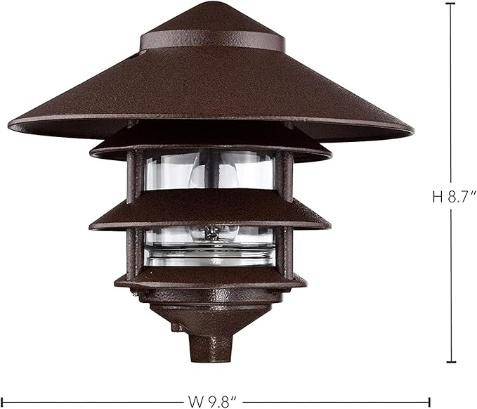 Nuvo SF76/637/04 Outdoor Pagoda Landscape Pathway Light 3 Tier - Large Hood Old Bronze (4 Pack)