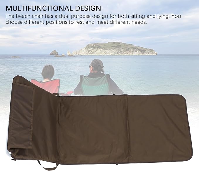 Alomejor Reclining Beach Mat Beach Lounge Chair Portable Folding Adjustable Backrest Dual Purpose Design for Sitting and Lying Pool Meadows Camping (Coffee)