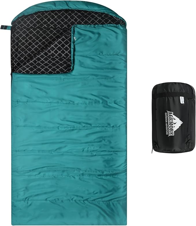 AGEMORE Cotton Flannel Sleeping Bag for Adults Lightweight XXL Cotton Sleeping Bag for Camping Backpacking or Hiking Water Resistant 3-4 Season Sleeping bag for Warm &amp Cool Weather