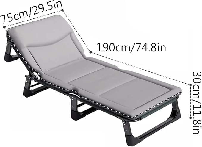 Waterproof Technology Fabric Camping Cot 4-Level Backrest Adjustment Folding Cot with Mattress Portable Folding Bed for Sleeping