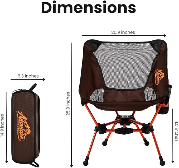 Portable Camping Chair with 3 Towels | Compact Foldable &amp Sturdy - Lightweight Backpacking Chair for Camping Hiking Beach Tailgates and More | 330 Lbs Capacity