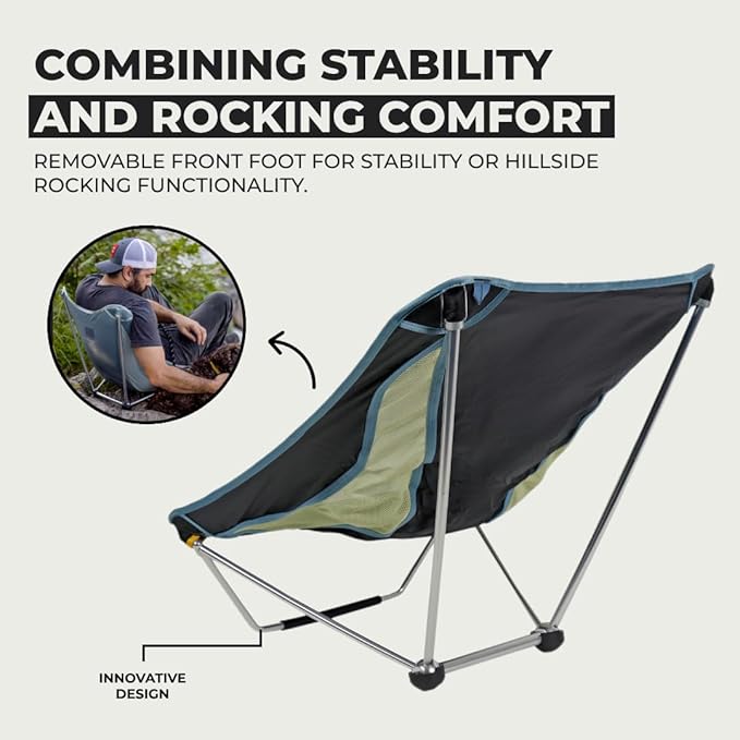 Grand Trunk Mayfly Low Profile Ground Chair – Lightweight Packable &amp Reclining Festival Chair Quick Setup Stable &amp Versatile for Camping Concerts Beach &amp Outdoor Events