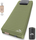 Self Inflating Sleeping Pad with Electric Pump 4 Ultra-Thick Memory Foam Camping Pad with Pillow 9.5 R-Value Insulated Camping Mattress Army Yellow
