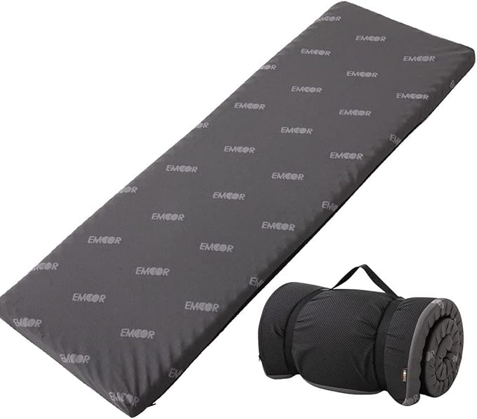 EMOOR Rollable Outdoor Mattress Compact Size (71 x 24in) Dark Gray Portable Camping Bed Japanese Futon Mattress Sleeping on The Floor