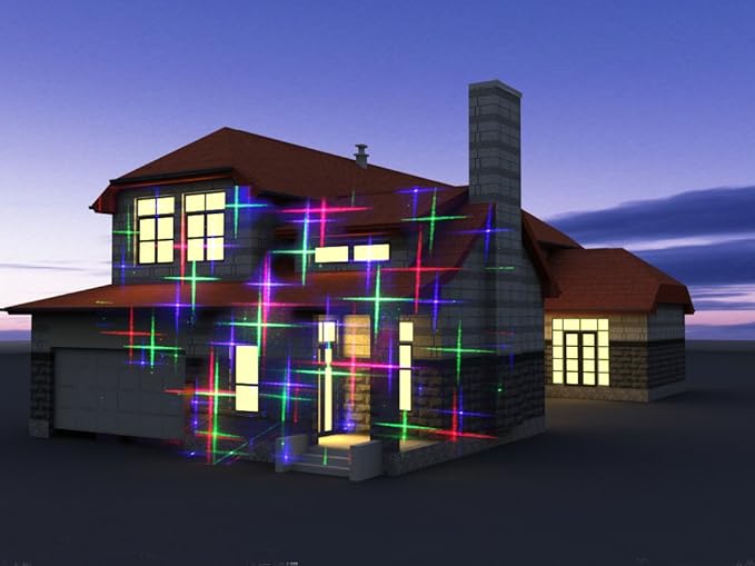 LedMall Motion Pattern Firefly 3 Models in 1 with 18 Patterns RGB Outdoor Laser Christmas Lights Projector with RF Remote Control and Security kit