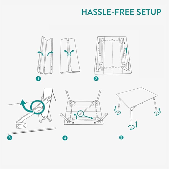 Navaris Bamboo Camping Table - Portable Folding Campervan Table - Picnic Tables That Fold Up - Foldable Fishing Table with Aluminium Telescopic Legs - Outdoor