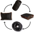 NAPRO Travel Pillow &amp Camping Blanket 3 in 1 Ripstop Nylon Infinity Pillow &amp Square Travel Pillow Cases with 82 X 54 Synthetic Down Filled Blanket/Poncho/Pillow Fill Adventure Black/Orang
