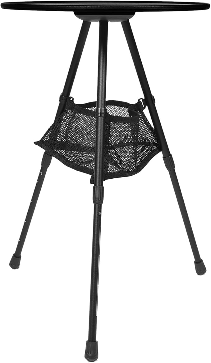 YARNOW Portable Camping Folding Table Adjustable Height Aluminum Alloy Round Table with Mesh Storage Bag Lightweight Outdoor Picnic and Hiking