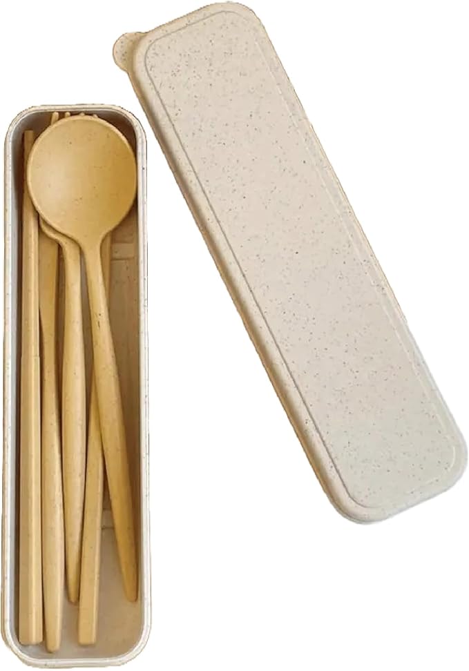 SEDLAV Design Spoon Fork Chopsticks Set - Exquisite Workmanship Utensil Set with Case - Plastic Portable Cutlery Set Ideal for Travel - Microwave &amp Dishwasher Dinnerware