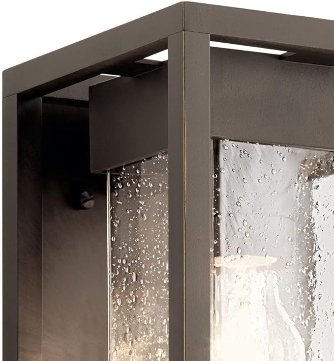Kichler Mercer 12 Outdoor Wall Light in Black 1-Light Exterior Wall Sconce with Clear Seeded Glass (12 H x 7 W) 59060BSL