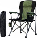 PETRELS Outdoor Folding Chair Outdoor Iarge Fishing Chair Aluminum Folding Camping Chair Portable Large Size High Back Chair with Arm Rest Cup Holder(Green)