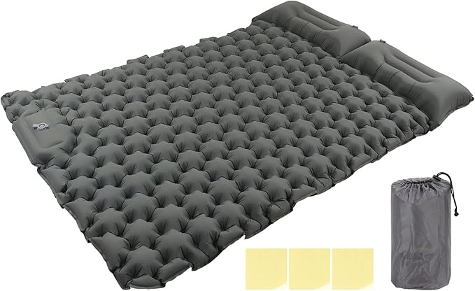 Sleeping PadCamping Sleeping PadDurable Air Bed CompactWater Proof Nylon Ergonomic Support Foot Press 60S Inflating Sleeping Mat for Outdoor Camping Backpacking(Gray)