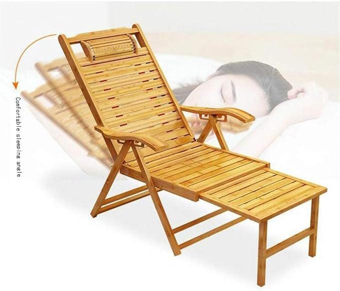 Summer Chair Dual Purpose Folding Bamboo Woven Folding Recliner Recliner Sun Office Chair Armchair Garden Chair Lounge Chair Sun Beach Chairs Send CushionBrown