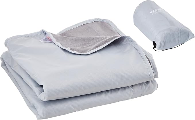 VEVOR Camping Blanket Large Warm Wearable Stadium Blanket Waterproof &amp Windproof Polyester Fleece Flame Retardant Great for Outdoors Picnics Hiking Sports Events Travel 79 x 59 Light