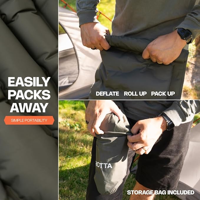 ANGORA BRANDS Inflatable Sleeping Pad for Camping &amp Backpacking – Lightweight 2.1” Thick Compact Sleeping Mat 25” Wide Portable Pad for Hiking Travel &amp Outdoor Use
