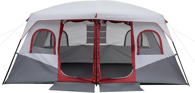 9zH&ampK 10 Person Camping Tent Waterproof Windproof Family Tent Dome Tent Portable Large Pop Up Tent with Easy Setup for Camping &amp Hiking Mountaineering Two Doors for Separated Room 13.29x10