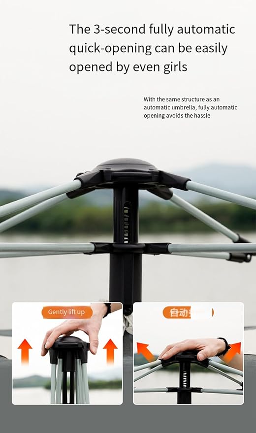 Outdoor Camping Tent Canopy 2-in-1 3-4 People Beach Fully Automatic Portable Folding Camping Equipment