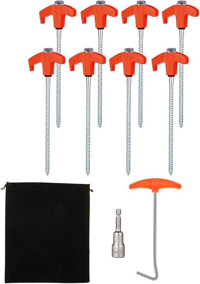 Camping Gear 8Pcs Outdoor Tent Peg with Hexagon Socket Long Screw Thread Stakes Screw Canopies Stakes for Canopies Campings Hiking