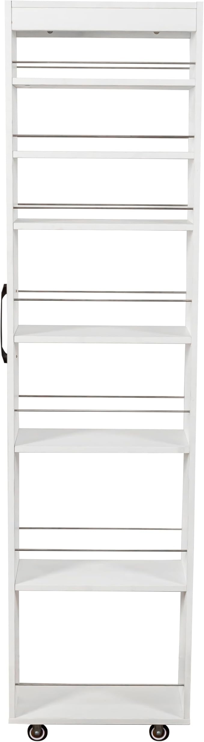 7-Tier Slim Pull-Out Storage Cart with Wheels – Multi-Functional Mobile Organizer 7 Open Shelves + Top Adjustable Height Protection Bars Perfect for Kitchen Living Room &amp Narrow Spaces