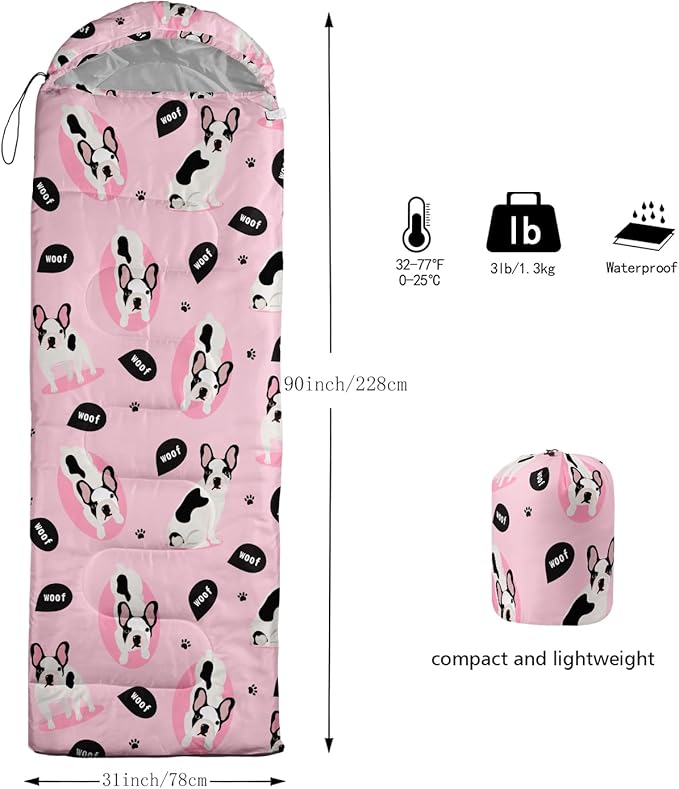 AILONEN Cartoon Camping Sleeping Bag for Boys Girls AdultsLightweight &amp Waterproof3 Season Warm &amp Cold WeatherPortablePrinted Sleeping BagTravelingCampingHiking