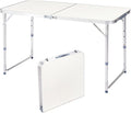 Portable Camping Table with Carrying HandleOutdoor Folding TableFolding Dining Tablefor Camping and Party (White 4ft)