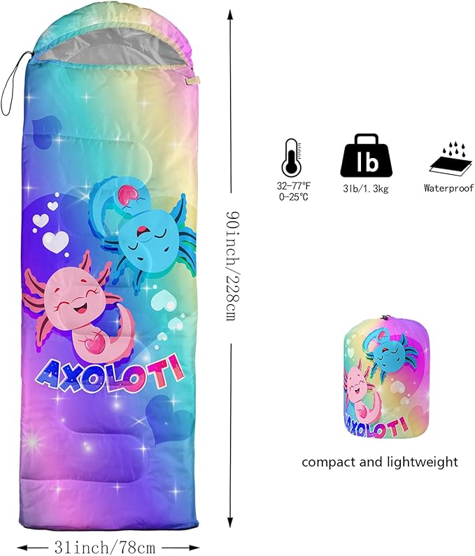 AILONEN Outer Space Astronaut Camping Sleeping BagsLightweight &amp Waterproof3 Season Warm &amp Cool WeatherCartoon Sleeping Bags for KidsBoys Girls TravellingOutdoors