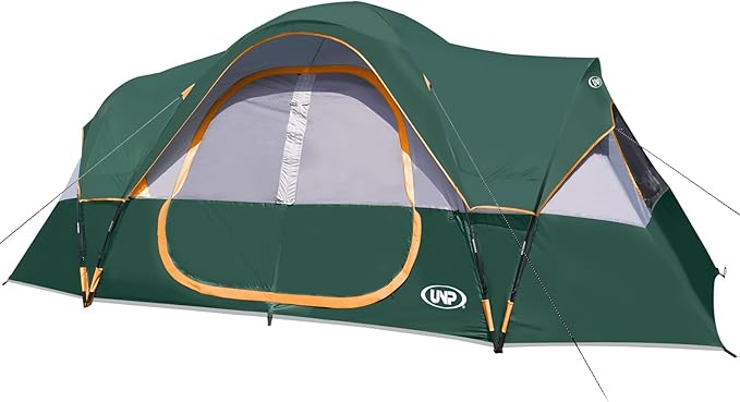 UNP Camping Tent 10-Person-Family Tents Parties Music Festival Tent Big Easy Up 5 Large Mesh Windows Double Layer 2 Room Waterproof Weather Resistant 18ft x 9ft x78in