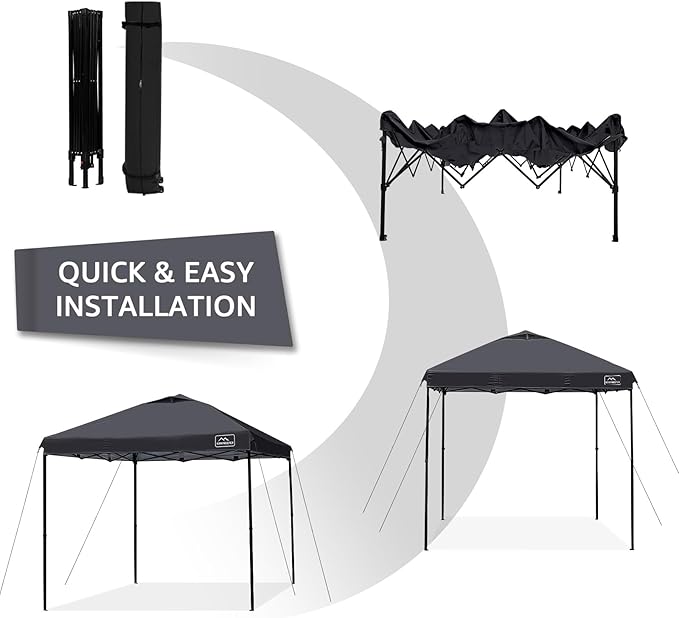 KAMPKEEPER 10x10 Pop Up Commercial Canopy Tent - Waterproof &amp Portable Outdoor Shade with Adjustable Legs Air Vent Carry Bag &amp Sandbags(Black)