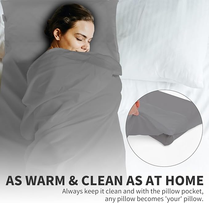 Sleeping Bag Liner - Travel Sheets for Hotel Portable &amp Comfortable &amp Quick-Drying Adult Sleep Sack for Camping Business Trips Traveling Hostel