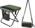 Portable Folding Camping Stool With Shoulder Strap Small Folding Stool For Adults Ultra-Thin Portable Folding Stools With Side Pocket Mesh Collapsible Seat For Outdoor Fishing Hiking (A)
