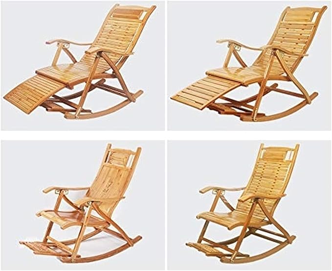ReclinerWood Foldable Rocking Chair Adult Nap Chairs PortableErgonomic Lounge ChairCamping Beach Portable Chairs for AdultsPortable Recliners Poolside Outdoor Y