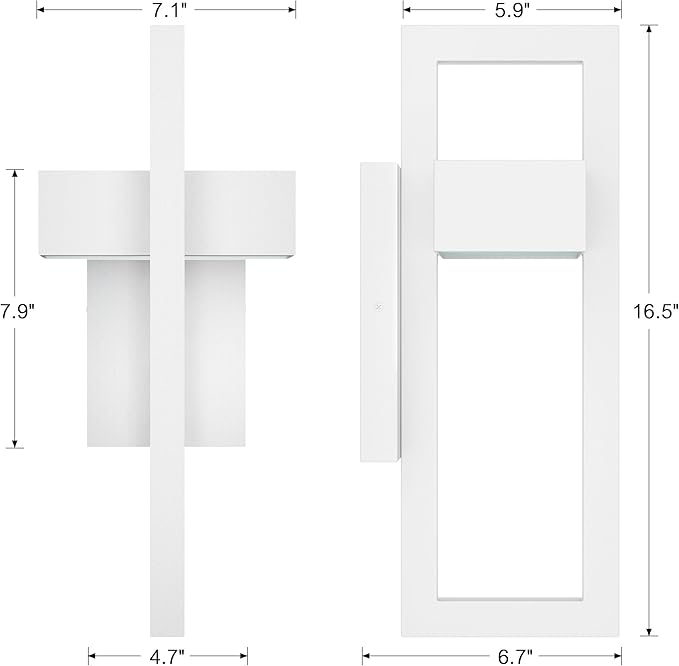 LamQee Modern Outdoor Wall Lights 3000K Integrated LED Outdoor Wall Sconces Lighting Contemporary Exterior Lighting Fixtures Outside Wall Mount Lights for House Porch Front Door Garage Matte White
