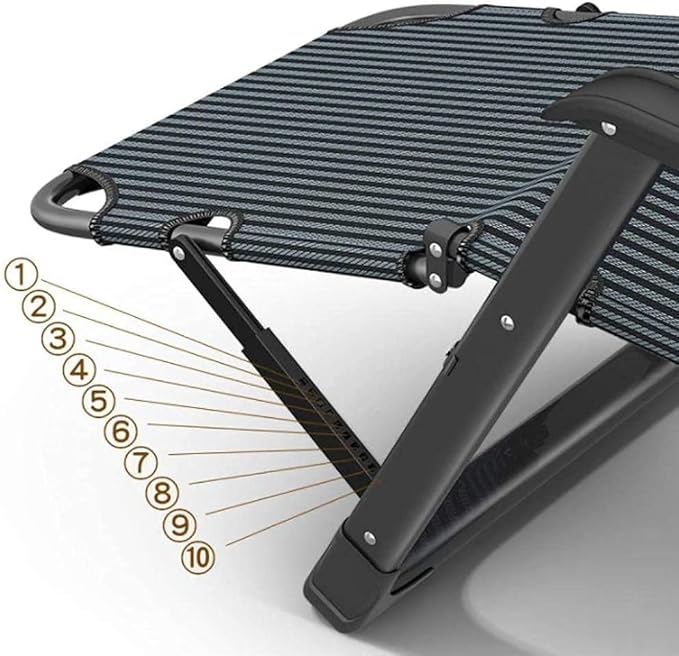 FWZJ Reclining Zero-Gravity Recliner Folding Garden Chair Portable Deck Chair Adjustable Backrest Outdoor Camping Beach-Blue + Thick Green Pad-Teslin Qing (Blue + Thick Black