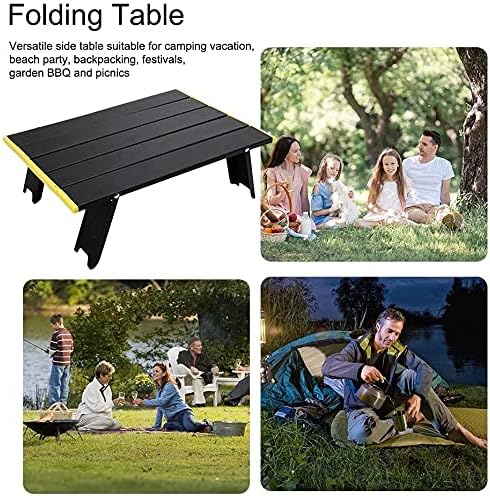 Mini Folding Camping TablePortable Folding TableAluminium Portable Folding Dining TableTent Camping TableEasy to Carryfor Camping Hiking Picnic Travel BBQBlack