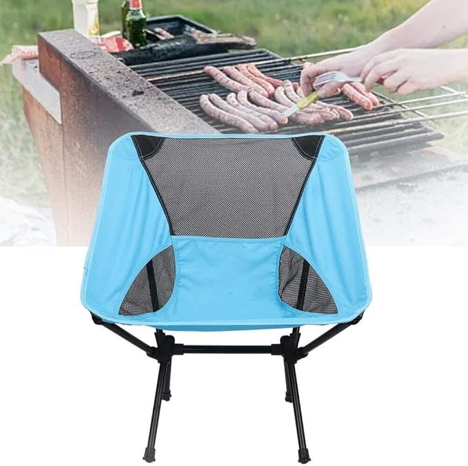 Lahomie Portable Camping Chair Heavy Duty Folding Beach Chair Lightweight Picnic Chair with Carry Bag Supports Up to 100kg Blue