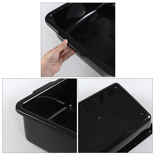 4-Pack 32 Liter Large Black Bus Tubs Commercial Plastic Bus Trays