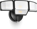 LUTEC 80W Dusk to Dawn Flood Lights Outdoor 9000LM Super Bright LED Security Light with Photocell IP65 Waterproof 5000K Daylight Hardwired 4 Heads Floodlight for Garage Yard (Black)