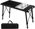 IGT Camping Table with Extended Frames Portable and Foldable Outdoor IGT Camp Tables Ultralight Height Adjustable Camp Table with Carry Bag for Car Camping Picnic RV Trip Patio Backyard