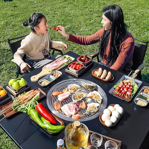 Portable Grill Table - Folding Outdoor Cooking Table for BBQ Picnic Camping Hiking Beach - Quick Installation Durable Construction
