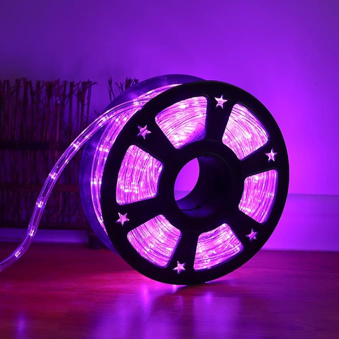 50ft 360 LED Purple Rope Lights 110V Connectable Purple Led Strip Lights Halloween Decoration Outdoor Lights for Deck Patio Pool Camping Landscape Bedroom Christmas Decor