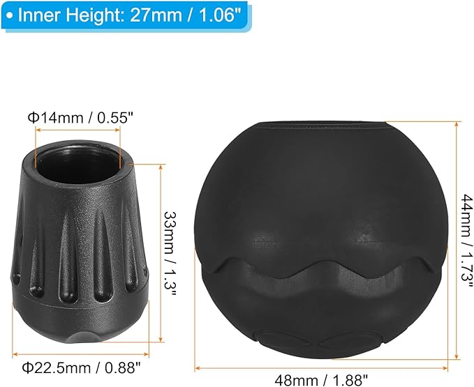 PATIKIL 0.55 Inch Chair Feet Replacement 8 Pack TPE Outdoor Camping Chair Leg Tips Ball Cap Folding Chair Legs Floor Protectors Stability on Rugged Fit for 0.55(14mm) Chair Feet Black