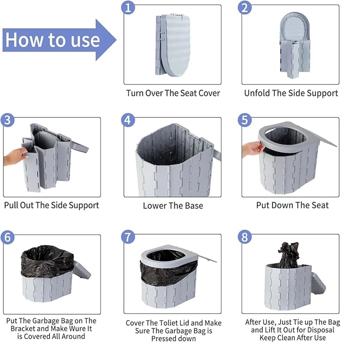 Portable Toilet Kit Camping Toilet with Pop-Up Privacy Tent Toilet Bags Washable Portable Outdoor Showers Changing Rooms