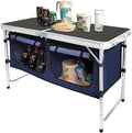 CampLand Outdoor Folding Table Aluminum Lightweight Height Adjustable with Storage Organizer for BBQ Party Camping