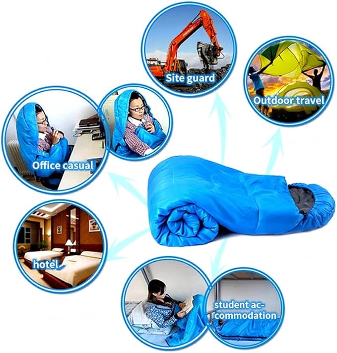 Splicing Sleeping Bag Breathable Adjustable Outdoor Travel Rectangular Sleep Sack 0-20 Degree Slumber