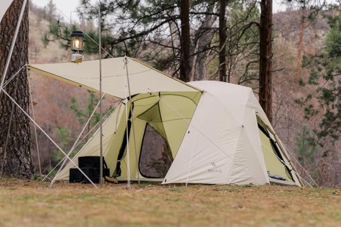 Snow Peak Alpha Breeze Tent Camping Tent Easy Set Up Water Repellent UV-Protective Finish Ivory 4 Person