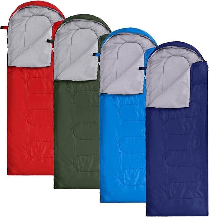 Macarrie 4 Pcs Bulk Sleeping Bags for Adults 0 Degree Waterproof Backpack Bags with Compression Sack for Backpacking Camping Hiking Emergency Shelters