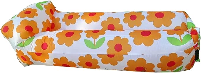 Inflatable Couch for CampingInflatable Lounger Air Sofa ChairPortable Festival Couch for Outdoor Beach Hiking Picnics Music Festivals (Sunflower)