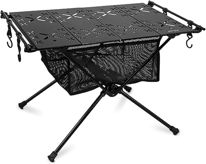 Portable Camping Table Black Aluminum Folding IGT Table 14.5 x 23.2 x 15.34 inches Camping Beach Picnic BBQ Hiking Fishing
